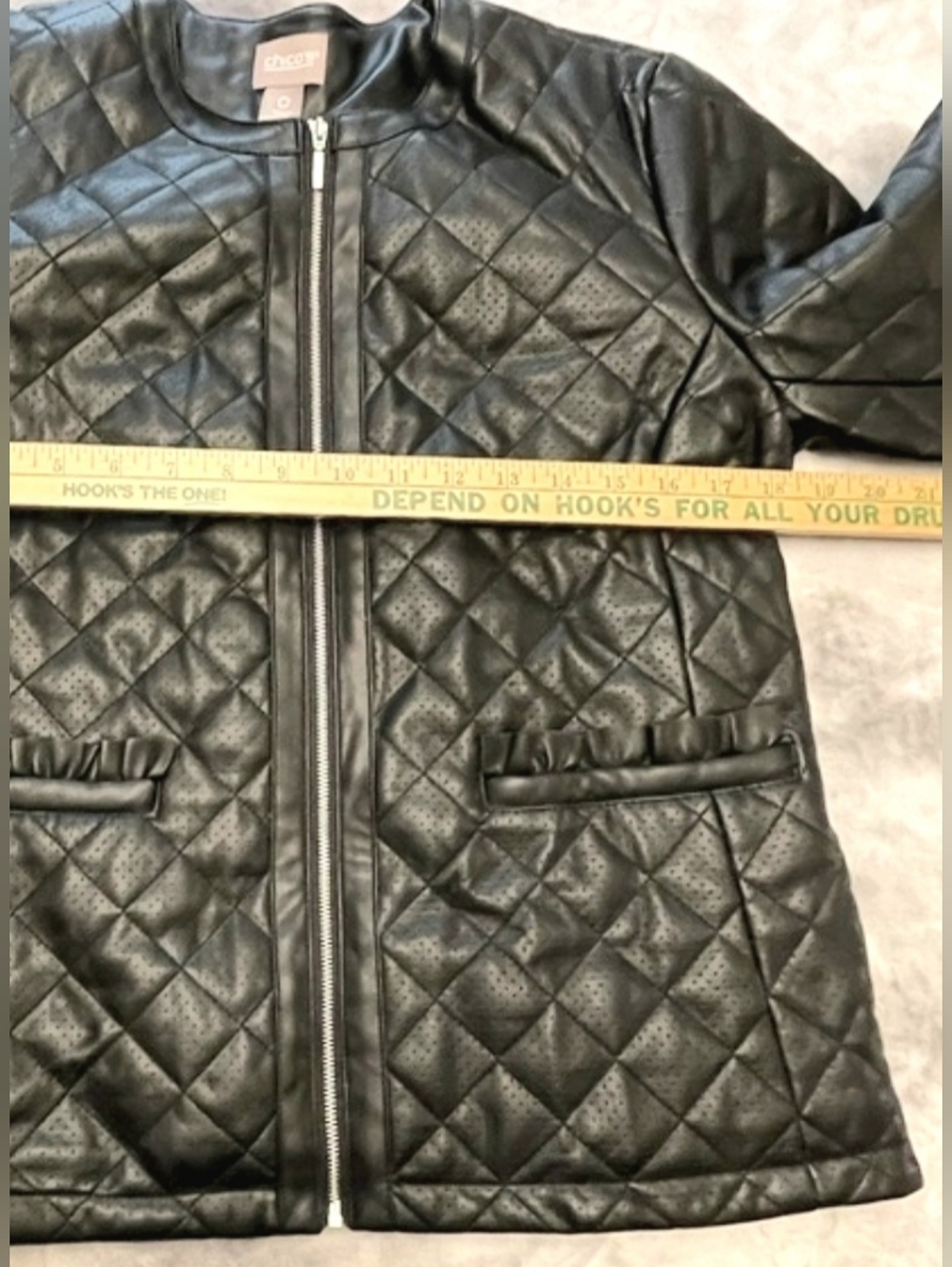 Chico's Black Quilted Leather Jacket - Picture 7 of 8